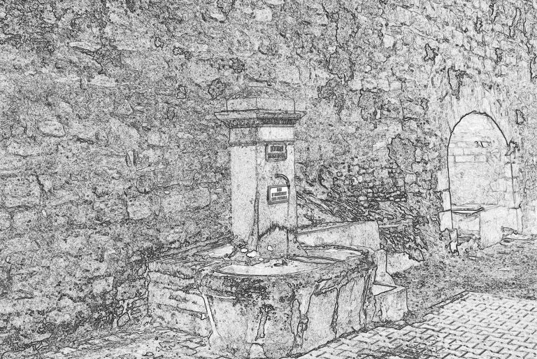 Fontaine et lavoir rempart de l'Auro à Cucuron