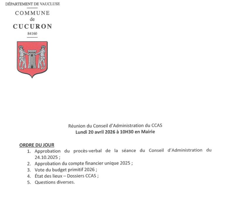 Ordre du jour du ccas du 20 avril 26