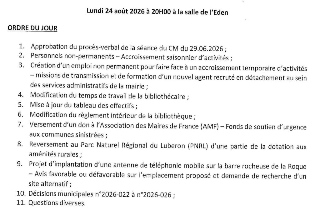 ordre du jour cm du 24 aout