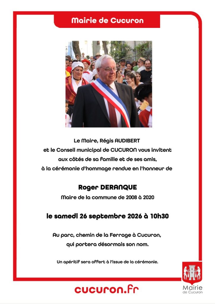 Hommage à roger deranque maire de cucuron de 2008 à 2020